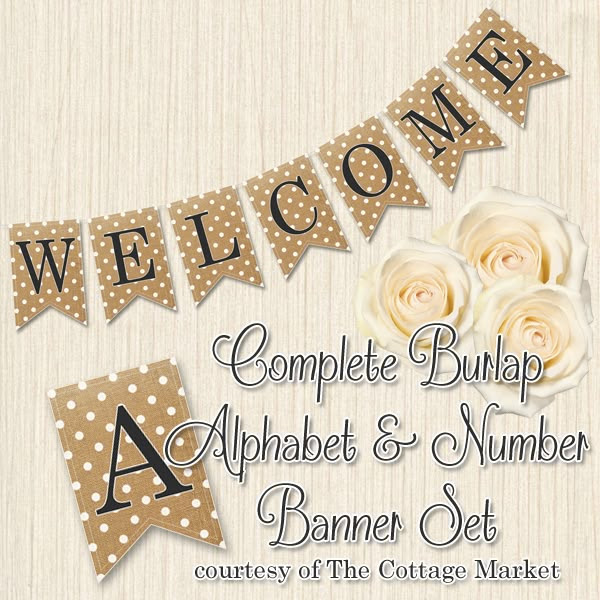 Free Printabe COMPLETE Alphabet and Number Burlap Banner