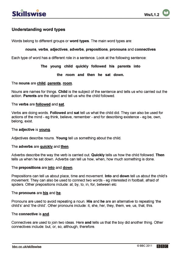 Understanding word types