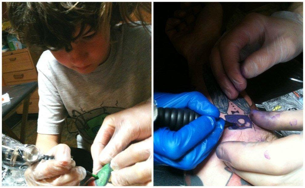 This Amazing Father Tattoos His Son’s Creations. Doodles!