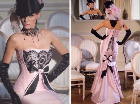 Black and White Corset Wedding Dress