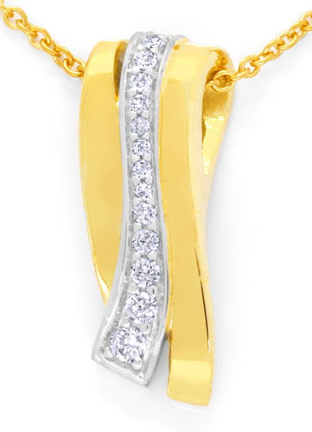 Original-Foto 2, MODERNES DIAMANTKOLLIER GELBGOLD 14 BRILLANTEN SHOP NEU