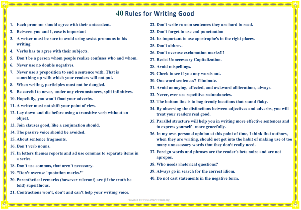 rules for essay writing