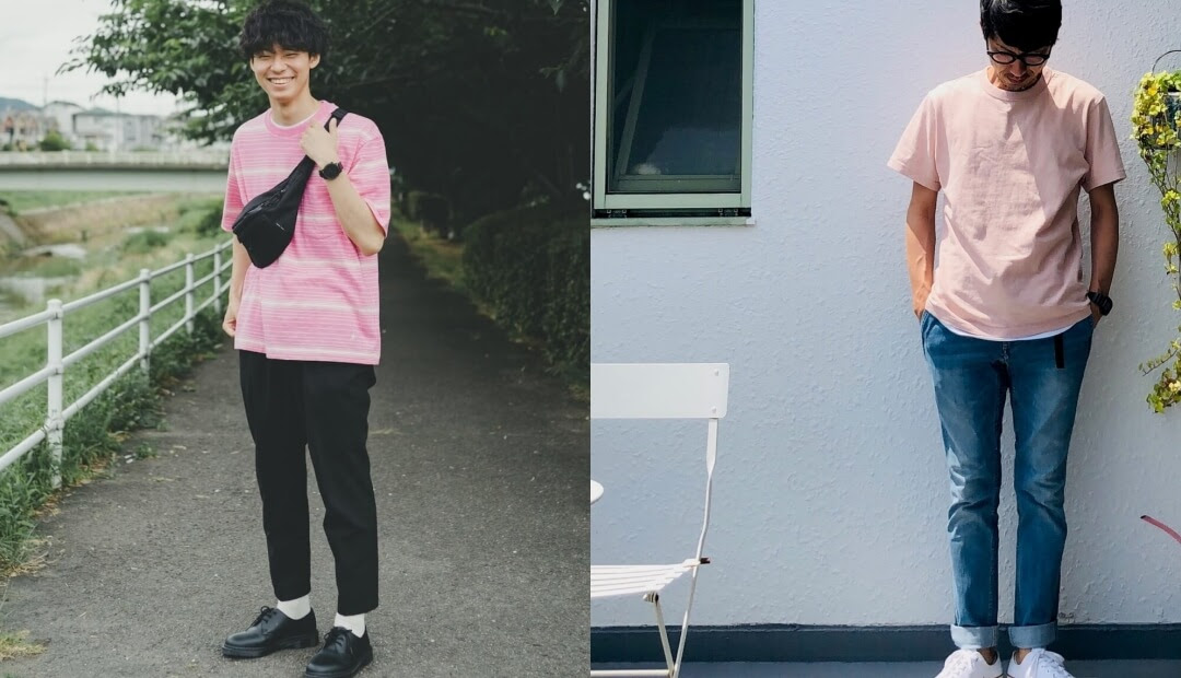 Tシャツ ピンク のメンズのコーデ 人気のピンクのtシャツを紹介