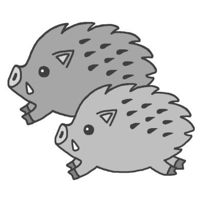 亥 イノシシ のイラストb モノクロ 07年亥年 平成19年 猪 いのしし とかわいい年賀状イラスト カット 1ポイント干支素材