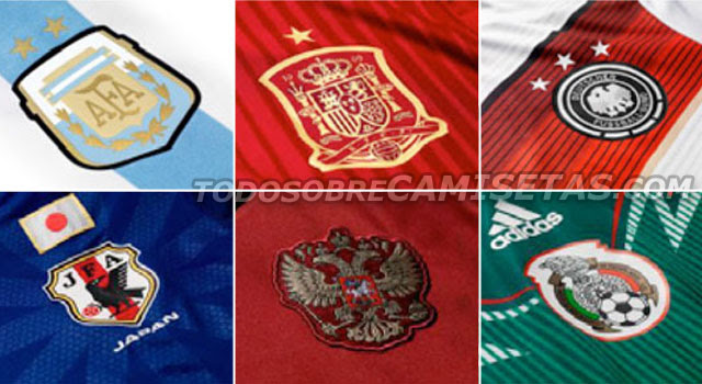 日本代表 スペイン代表 ドイツ代表 アルゼンチン代表 メキシコ代表 ロシア代表の14年adidasブラジルｗ杯モデルのエンブレム周りデザインが到着 Football Shirts Voltage Com サッカー各国代表 クラブユニフォーム