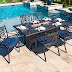 Outdoor Fire Table Set - Enjoy a beautiful summer night outside with friends and family on your outdoor patio with complete comfort and relaxation.