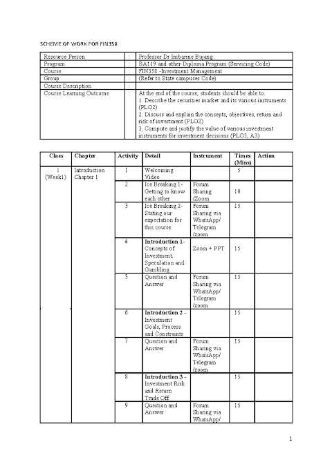 borang 16a kanun tanah negara - Scheme OF WORK FOR FIN358 (Updated
03042020) - SCHEME OF WORK FOR