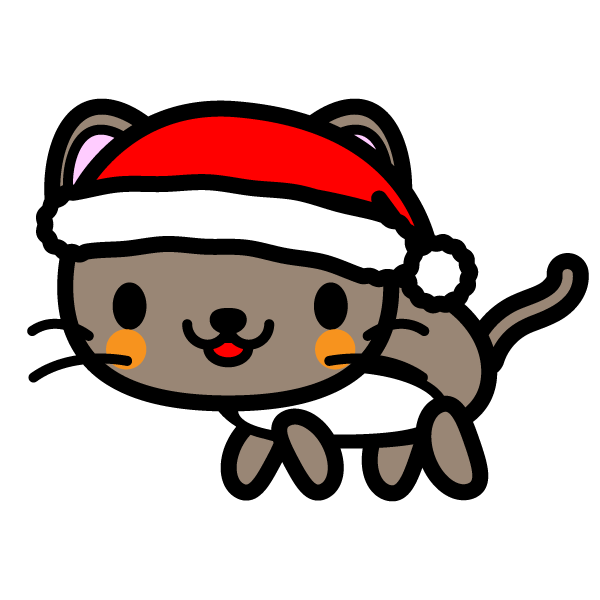 かわいい猫 クリスマスver の無料イラスト 商用フリー オイデ43