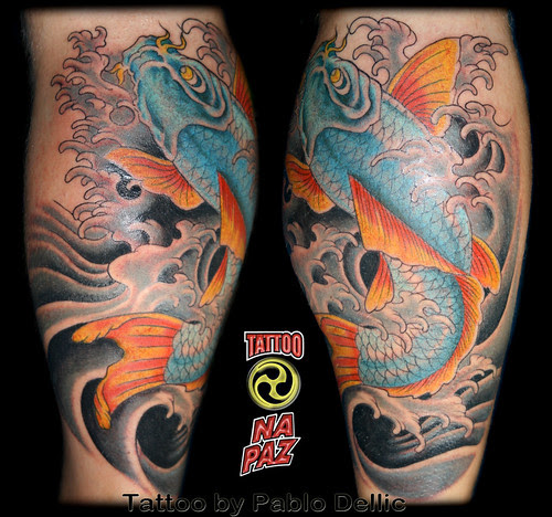  Blue Koi Tattoo by Pablo Dellic in Oslo Norway 