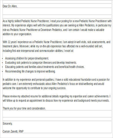 Cover Letter Sample For Pediatrician Job Application