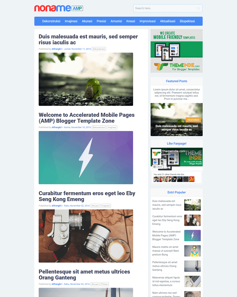 Noname AMP Blogger Template for faster blog