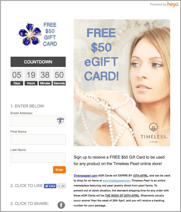 timeless pearl giveaway for social contests