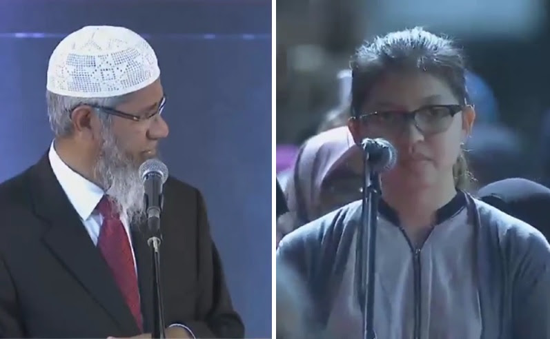 Lia bertanya kepada Dr Zakir Naik di Stadion Patriot Bekasi, Sabtu (8/4/2017) malam