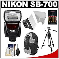 Nikon SB-700 AF Speedlight Flash with Tripod + Softbox + Bounce Reflector + Batteries & Charger + Backpack + Cleaning Kit.