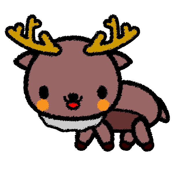 手書き風でかわいいトナカイの無料イラスト 商用フリー オイデ43