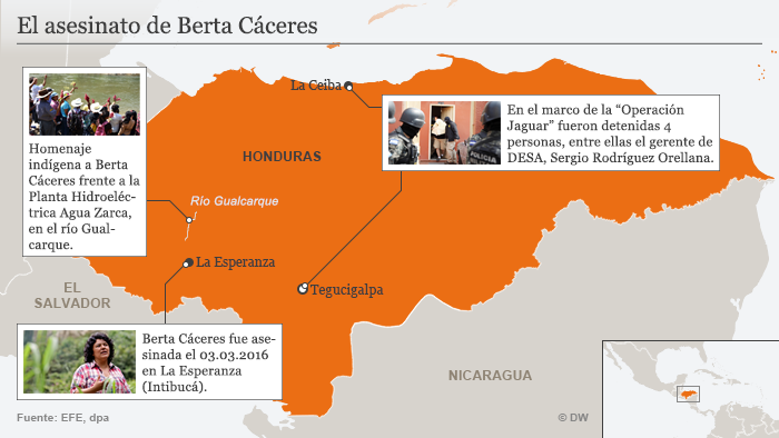 Infografik Karte Die Ermordung von Berta Cáceres