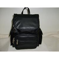 New Black Genuine Leather Zippered Backpack Style Purse Handbag