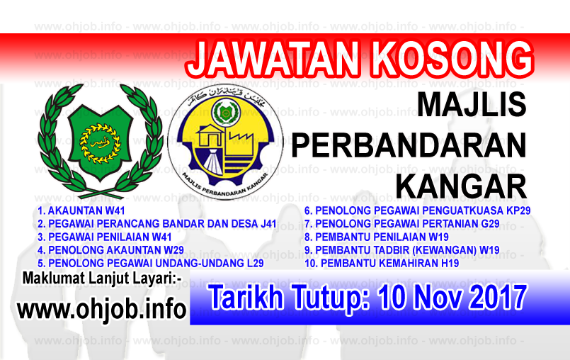 Jawatan Kerja Kosong Majlis Perbandaran Kangar logo www.ohjob.info november 2017