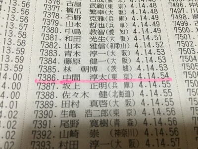 大阪マラソン完走者新聞 中間淳太くんのタイム ネットタイム がわかります ジャニーズｗｅｓｔ