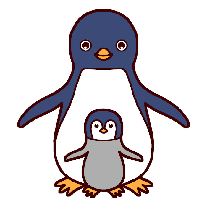 ペンギン カラー 親子 かわいい動物の無料イラスト素材