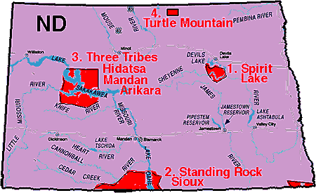 Indian Reservations In North Dakota Map NORTH DAKOTA Indian Tribes