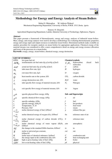 Methodology for energy and energy analysis of steam