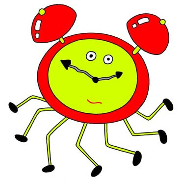 時計キャラクターイラスト ハラハラ時計 目覚まし時計 クロック 置時計 目覚ましブザー 時計の針 たくさんの足