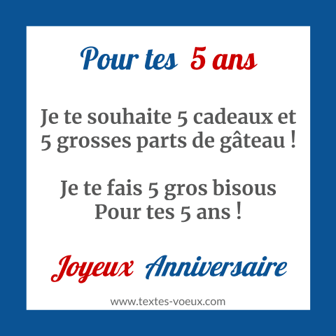 Textes Joyeux Anniversaire Pour Les 5 Ans D Un Enfant Carte Et Poemes