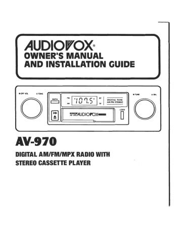 eBook Audiovox Car Stereo System Instruction Manual