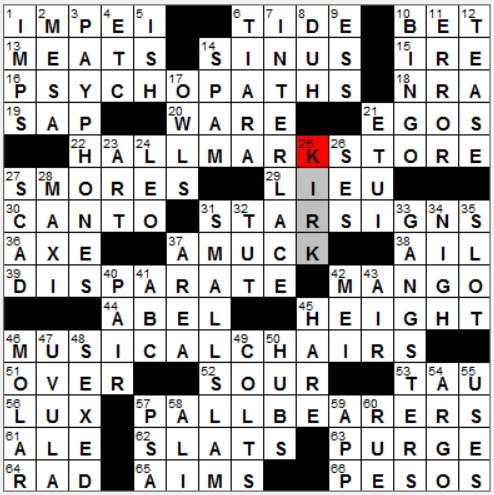 Wednesday, November 25, 2015 | Diary of a Crossword Fiend