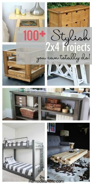100+ Stylish 2x4 Projects you can totally do! Tables, chairs, doors and so much more out of structural lumber featured on Remodelaholic.com