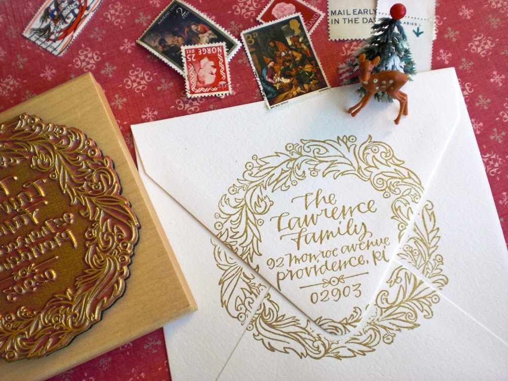 Custom Return Address Stamp // WREATH // hand calligraphy