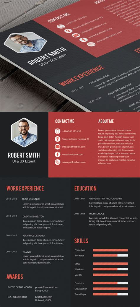 professional cvresume  cover letter psd templates