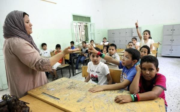 Children starting school today in Libya