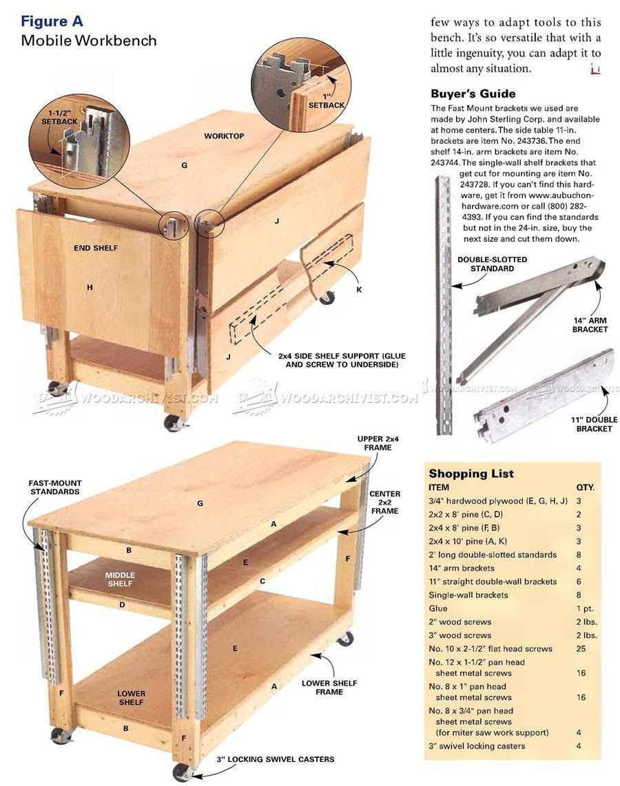 Mobile Workbench Plans • WoodArchivist