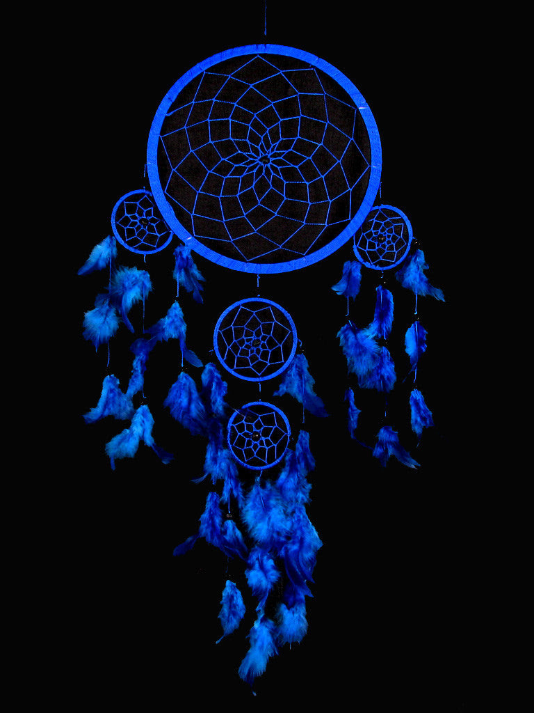 Pushkar. Blue (22cm), Large, Dream Catcher - Live a Colourful Life.