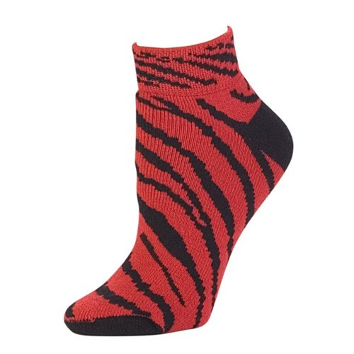 Pizzazz Girls Size 8-12 Red Zebra Stripe Anklet Socks Cheer Dance