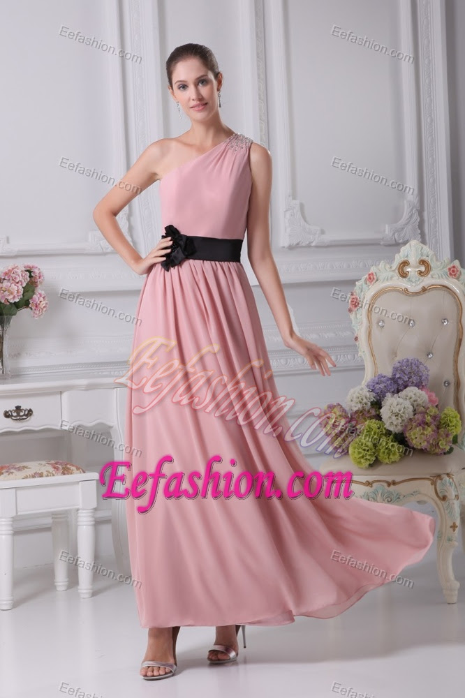 ... Wedding Guest Dresses > Cheap Beaded One Shoulder Ankle-length Junior