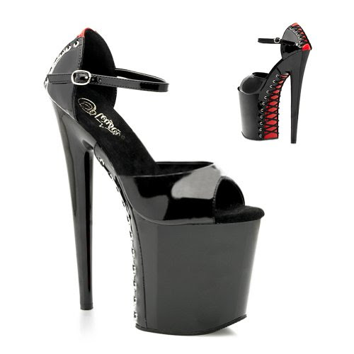 8 Inch Heel Sexy Shoes High Platform Shoes Corset Dorsay Shoes Black