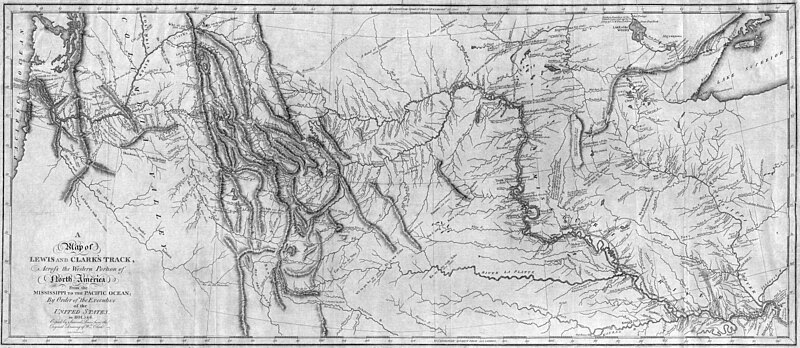 Archivo:Map of Lewis and Clark's Track, Across the Western Portion of North America, published 1814.jpg