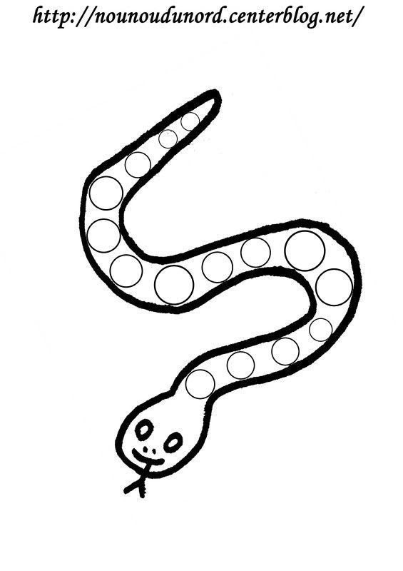 Coloriage A Gommettes Le Serpent Dessine Par Nounoudunord