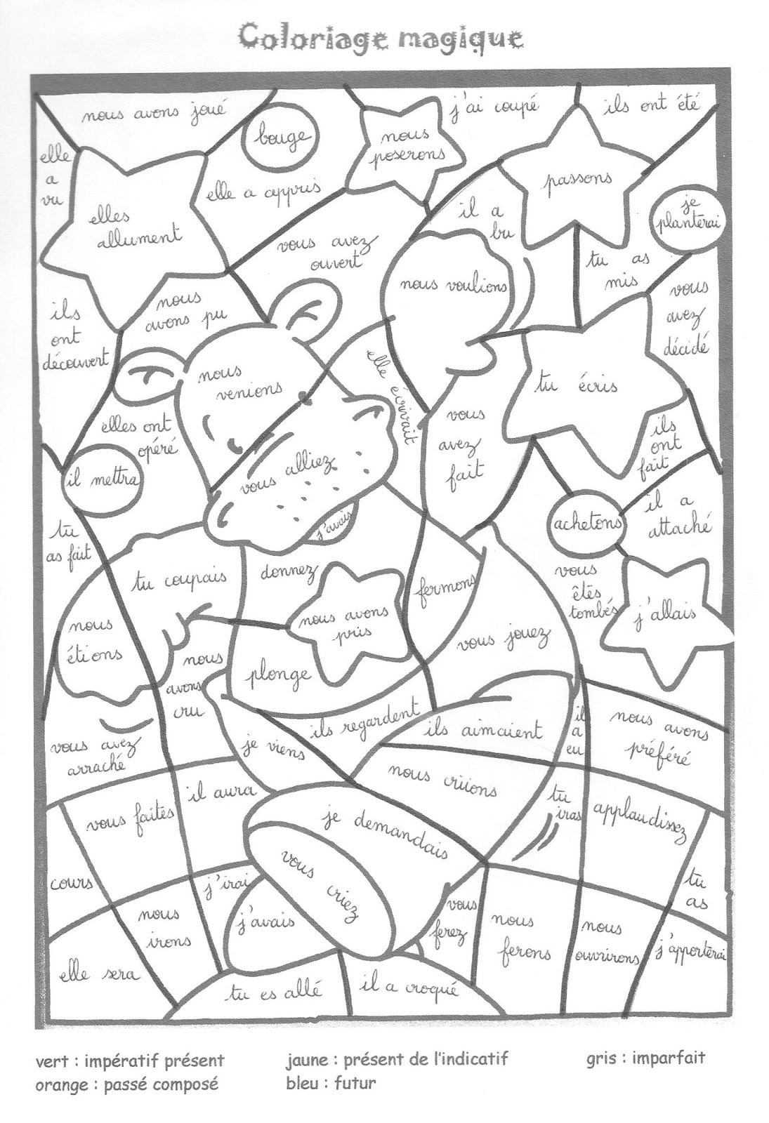 Coloriage magique révisions de conjugaison