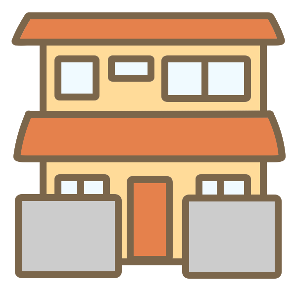 塀がある家 オレンジ のイラスト かわいいフリー素材が無料のイラストレイン