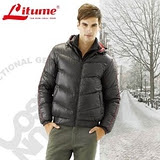 【意都美 Litume】男新款 羽絨保暖衣、羽絨衣、羽絨外套、保暖外套/保暖.連帽.可拆帽.羽絨.吸溼.排汗.防風.長版./碳黑 F3160 C