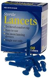Sterile Lancets. Tri-Bevel, Single Use. Fits Most Lancing Devices. 100 Count. (pack of 5)