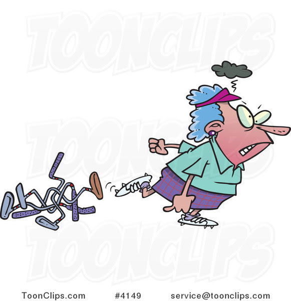 cartoon people walking away. Cartoon Mad Female Golfer