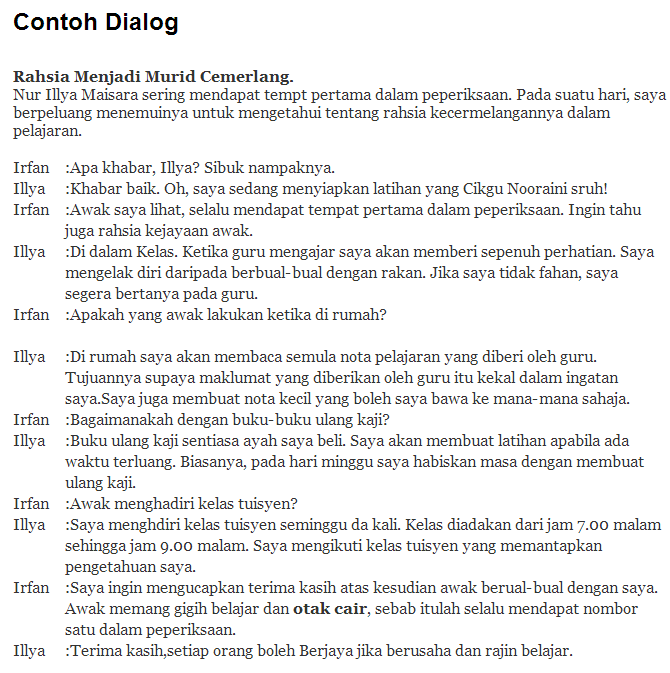 Blog Siapa? : Format Karangan Jenis Dialog