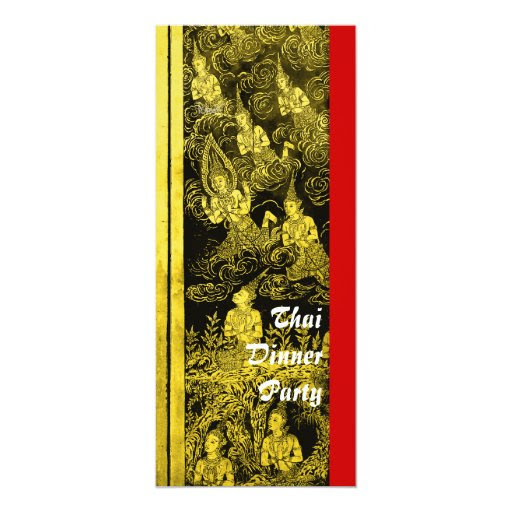 Thai Dinner Theme Party Invitation Gold | Zazzle