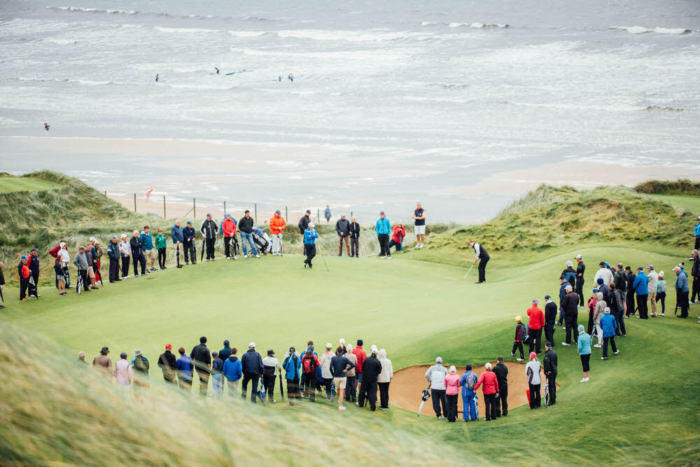 James Sugrue and Conor O'Rourke during in the final of the South of Ireland Golf Championship in Lahinch. Picture © Brian Arthur