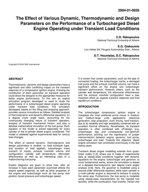 (PDF) The Effect of Various Dynamic, Thermodynamic and